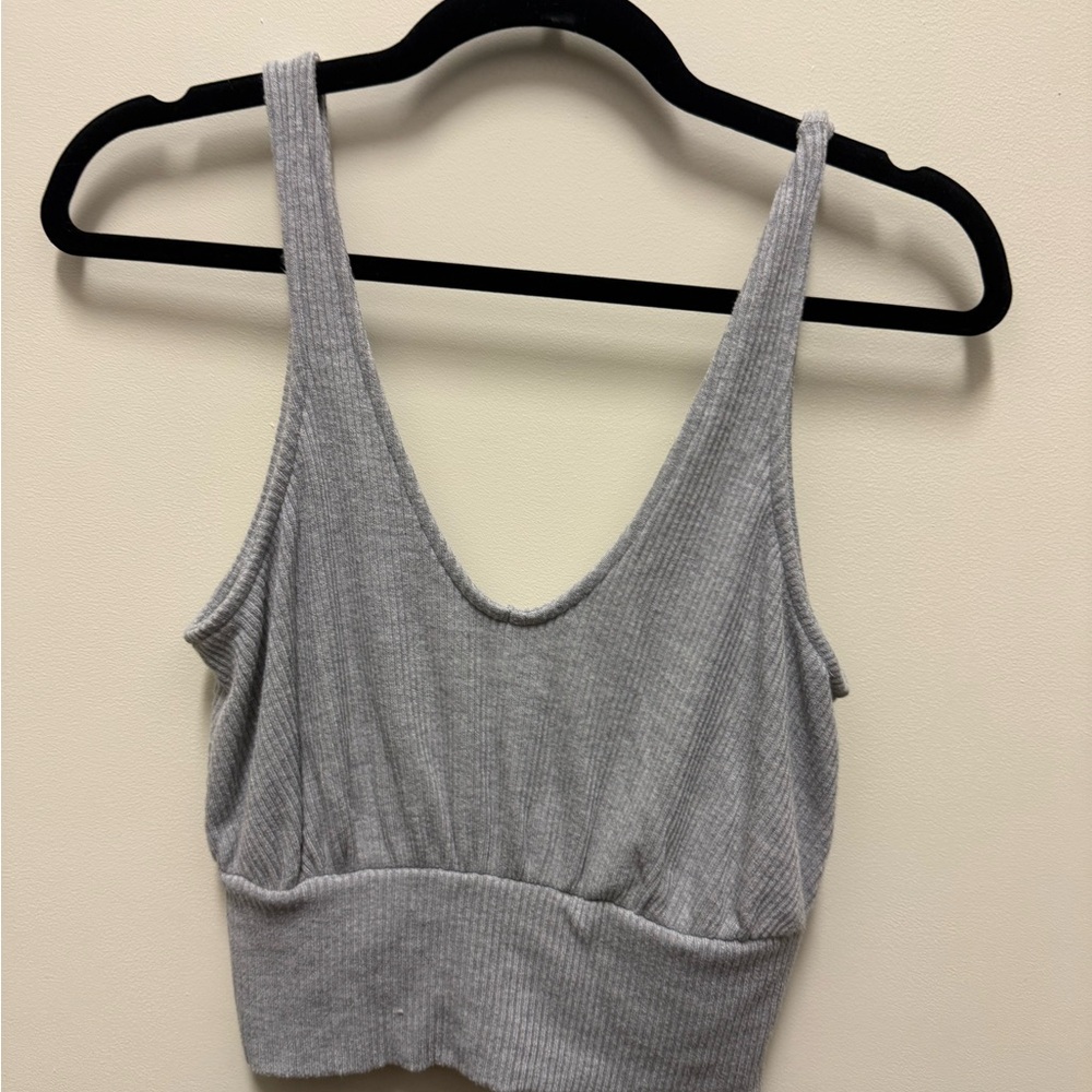 Spiritual Gangster Gray Ribbed Knit Top